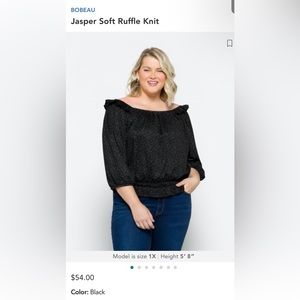 NWT Bobeau Jasper Soft Ruffle Shirt floral pattern on black background size 2X